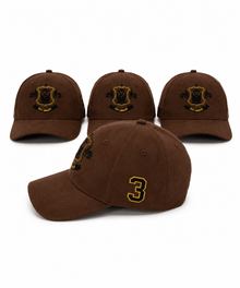 Brown Est. MMXXII baseball caps with crests