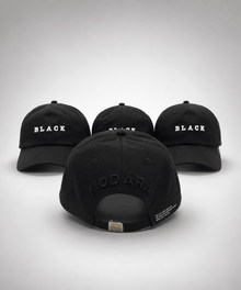 Modára vintage baseball cap with white 'BLACK' embroidery | Black