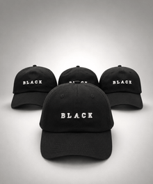Modára vintage baseball cap with white 'BLACK' embroidery | Black