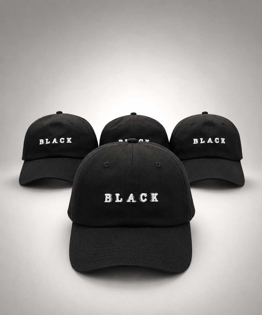 Modára vintage baseball cap with white 'BLACK' embroidery | Black