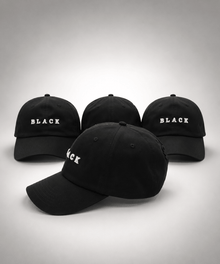 Modára vintage baseball cap with white 'BLACK' embroidery | Black