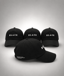 Modára vintage baseball cap with white 'BLACK' embroidery | Black